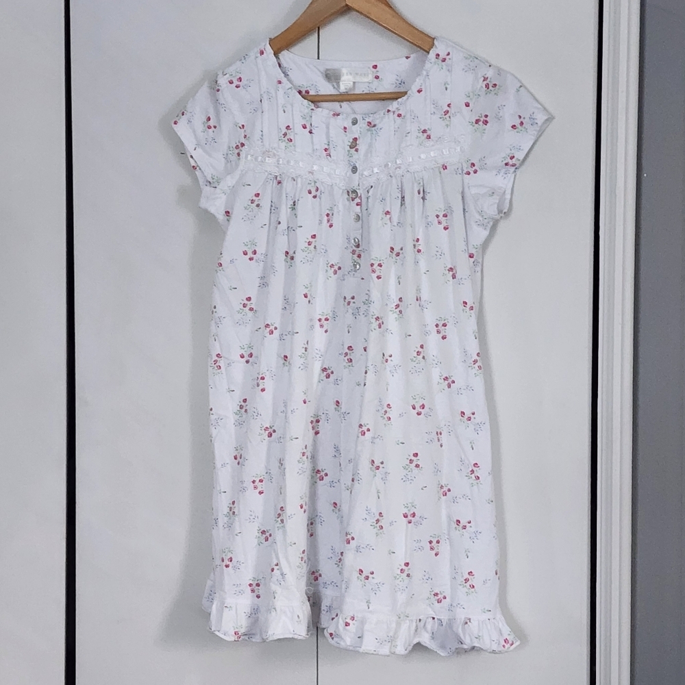 Eileen West White and Pink Floral Dress
